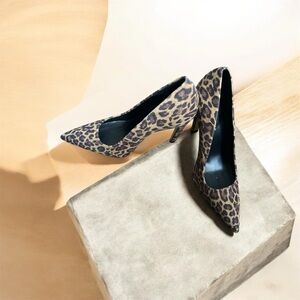 Good American Leopard Print Heels never worn